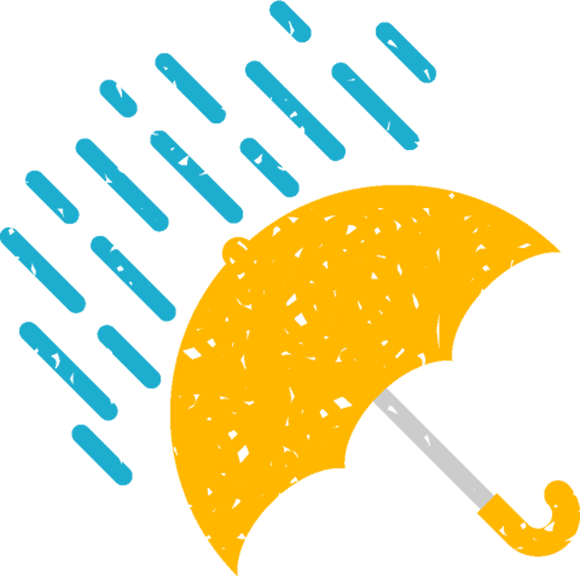 強い雨イラスト/斜めの傘と雨