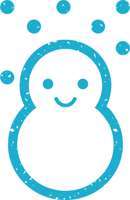 雪イラスト/雪だるまと雪が降る