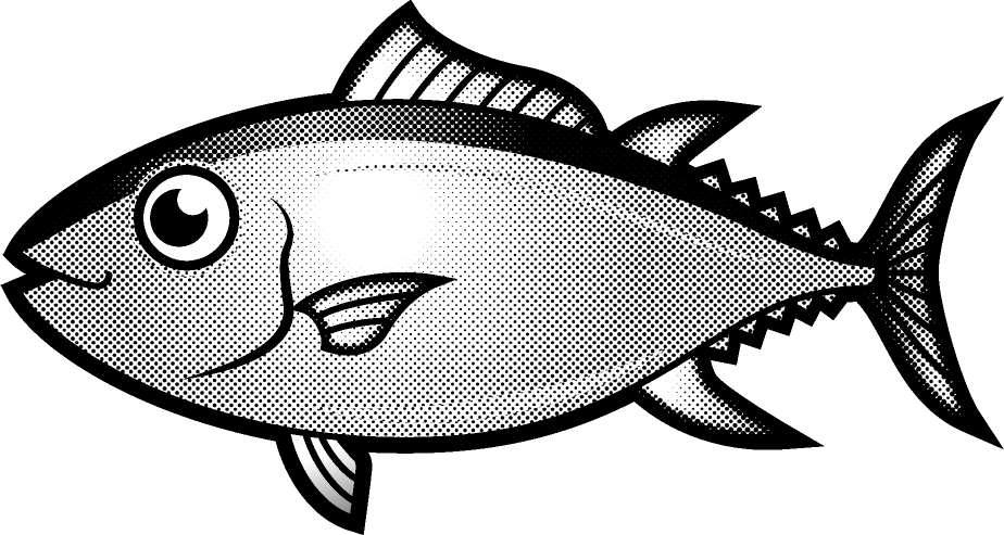 マグロのイラスト/モノクロ