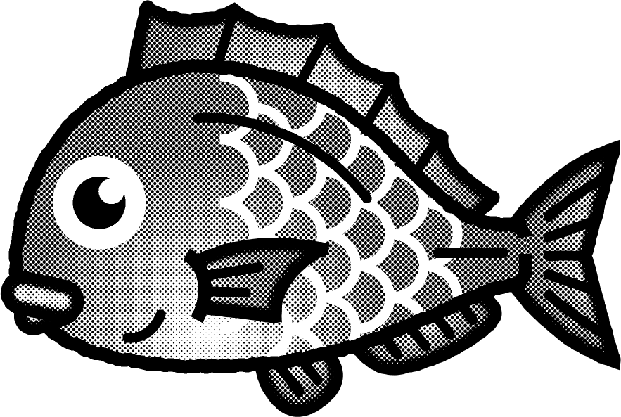 鯛のイラスト/モノクロ