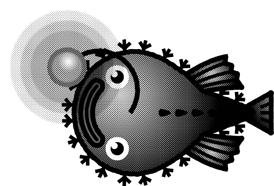 チョウチンアンコウのイラスト/モノクロ