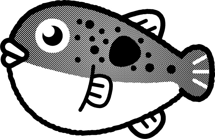 トラフグのイラスト/モノクロ