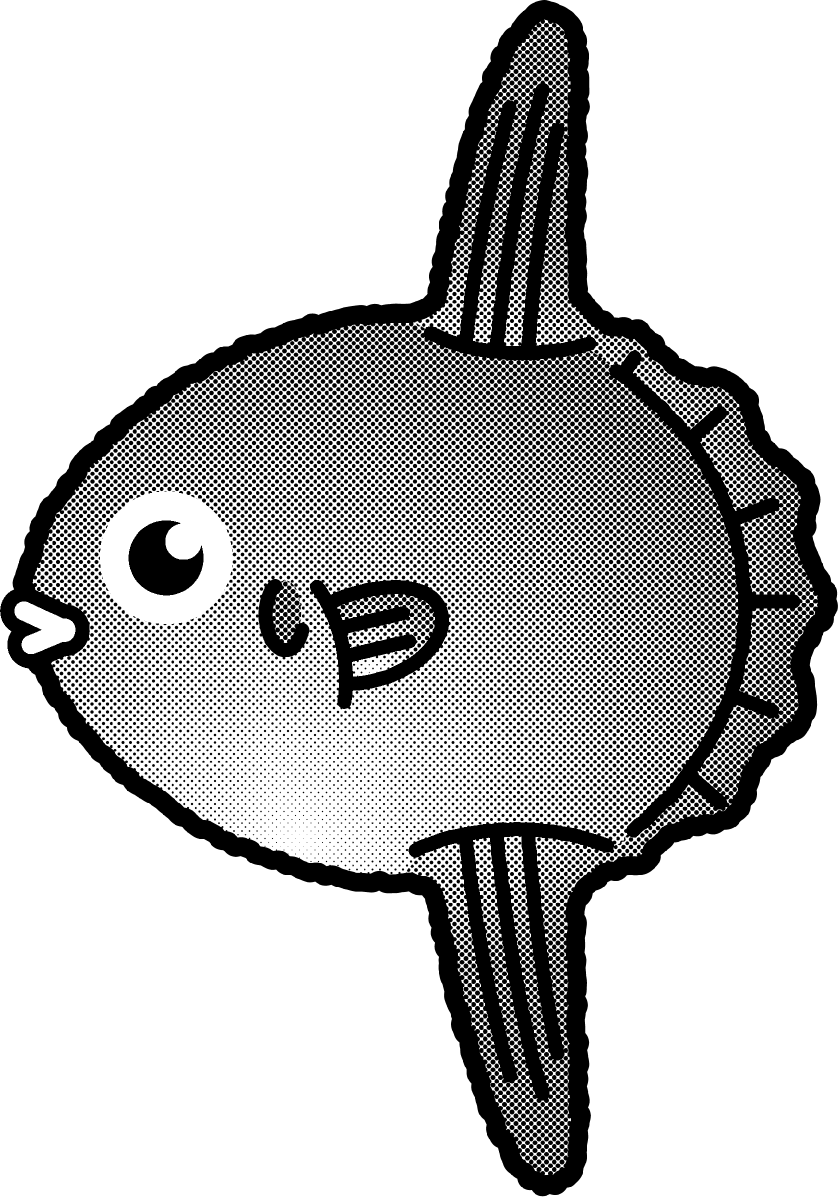 マンボウのイラスト/モノクロ