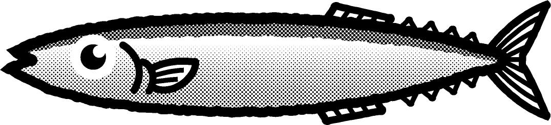 サンマのイラスト/モノクロ