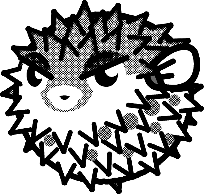 ハリセンボンのイラスト/モノクロ