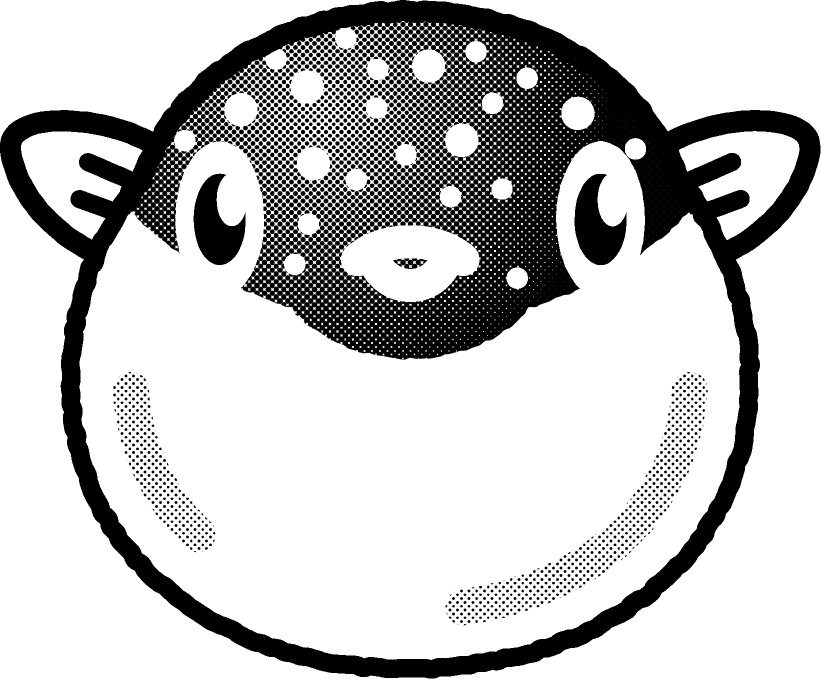 フグのイラスト/モノクロ