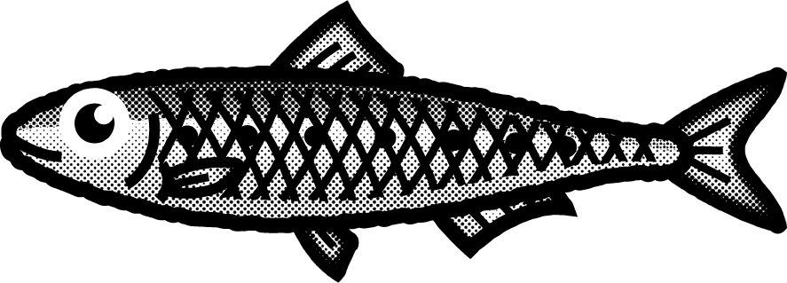 イワシのイラスト/モノクロ