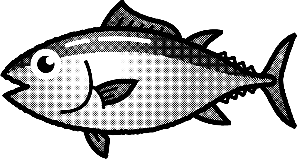 マグロのイラスト/モノクロ