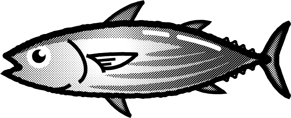 カツオのイラスト2/モノクロ