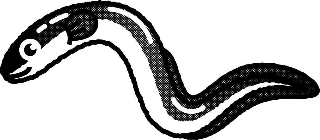 ウナギのイラスト/モノクロ