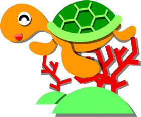 亀と珊瑚イラスト