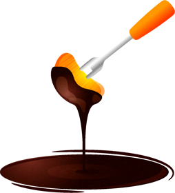 ミカンのチョコレートフォンデュのイラスト