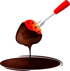 イチゴのチョコレートフォンデュのイラスト