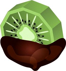 チョコを付けたキューウィフルーツのイラスト