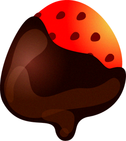 チョコを付けたイチゴのイラスト