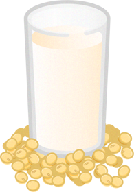 コップに入った豆乳と大豆イラスト