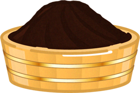 桶に入れた赤味噌イラスト