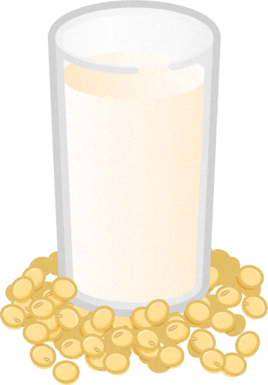 コップに入った豆乳と大豆イラスト