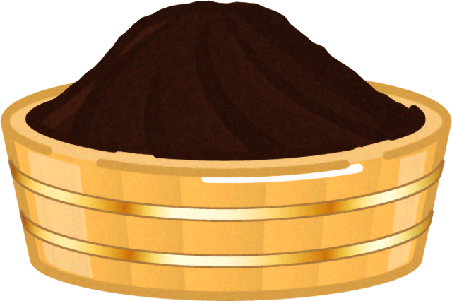 桶に入れた赤味噌イラスト