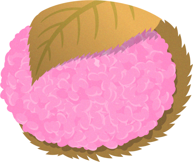 桜餅のイラスト/道明寺