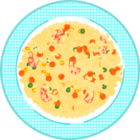 エビピラフのイラスト/真上