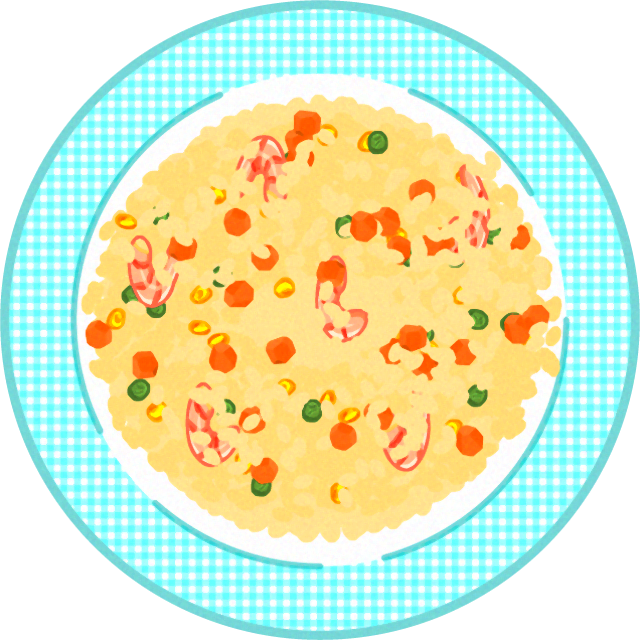エビピラフのイラスト/真上