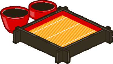 蕎麦の器セットのイラスト/セイロ、蕎麦猪口、汁入れ