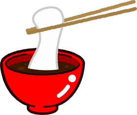 おしるこのイラスト/餅を箸でつまむ