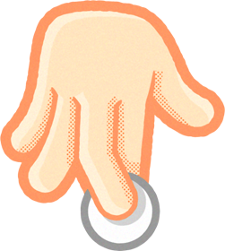 囲碁を持つ手のイラスト/白い碁石