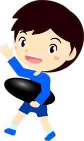 黒い碁石を持つ子供のイラスト/男の子