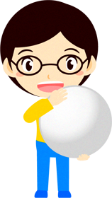 白い碁石を持つ子供のイラスト/眼鏡をかけた男の子