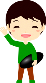 白い碁石を持つ子供のイラスト/手を振る男の子