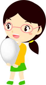 白い碁石を持つ子供のイラスト/眼鏡をかけた女の子