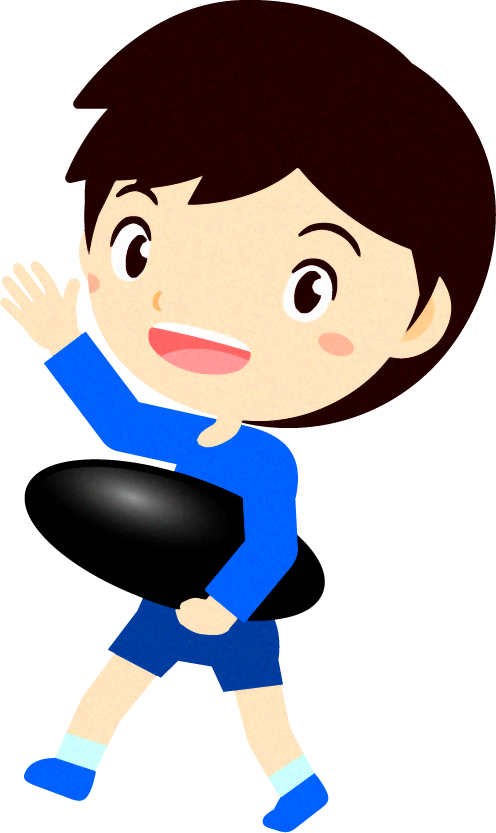 黒い碁石を持つ子供のイラスト/男の子