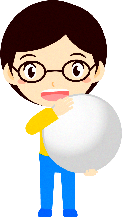 白い碁石を持つ子供のイラスト/眼鏡をかけた男の子