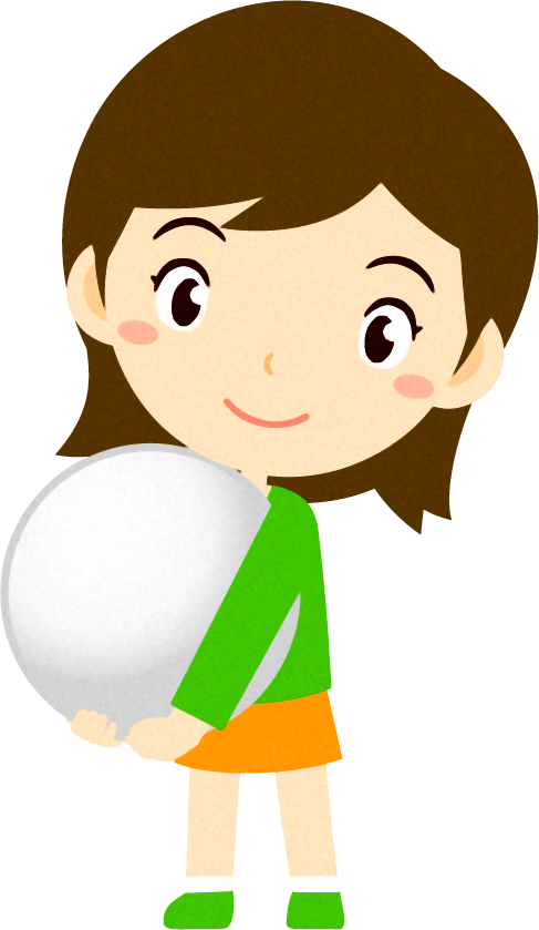 白い碁石を持つ子供のイラスト/女の子