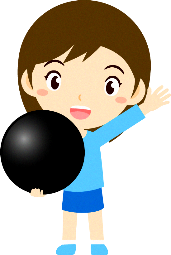 黒い碁石を持つ子供のイラスト/手を振る女の子