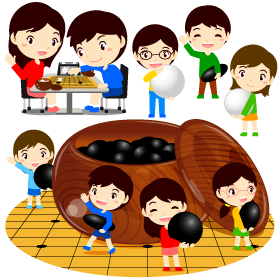 囲碁をする子供達のイラスト