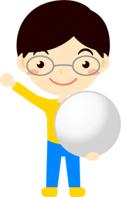 白い碁石を持つ子供のイラスト2/眼鏡の男の子