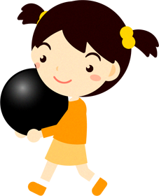 黒い碁石を持つ子供のイラスト2/歩く女の子