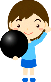 黒い碁石を持つ子供のイラスト2/手を振る女の子