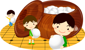 囲碁と子供達のイラスト2/白い碁石