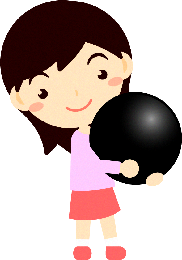 黒い碁石を持つ子供のイラスト2/女の子