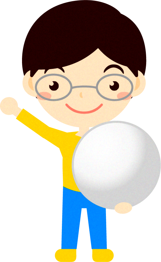 白い碁石を持つ子供のイラスト2/眼鏡の男の子