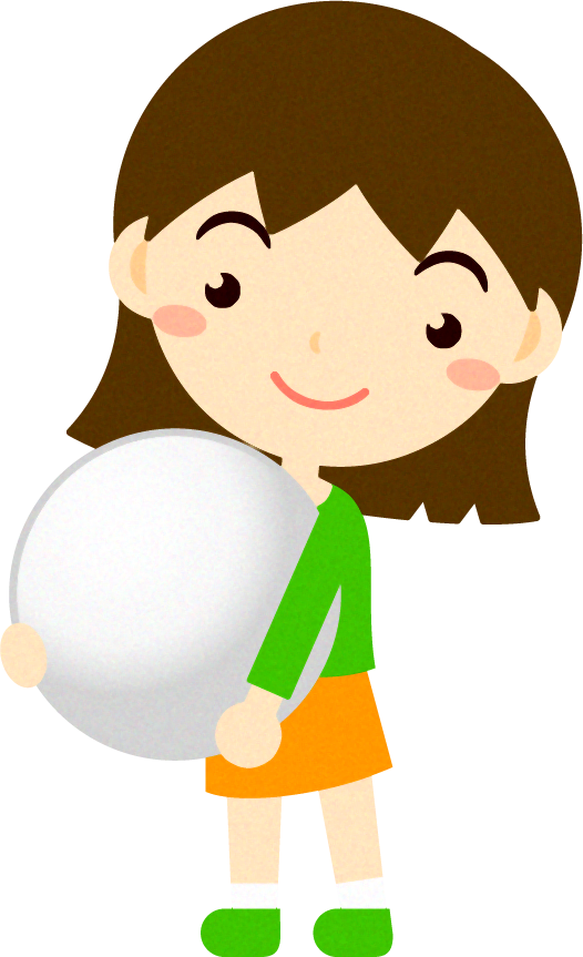 白い碁石を持つ子供のイラスト2/女の子