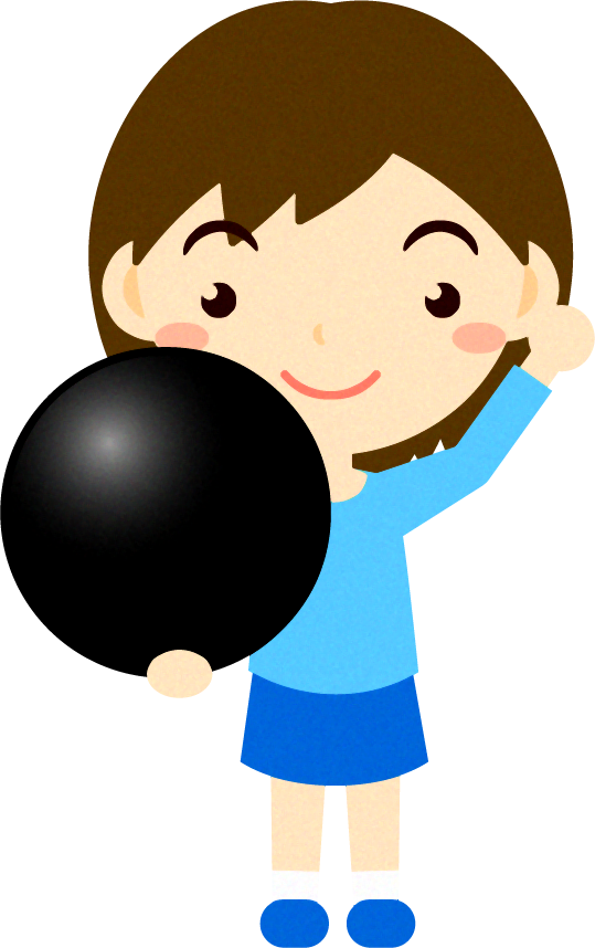 黒い碁石を持つ子供のイラスト2/手を振る女の子