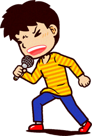 カラオケをする人のイラスト/熱唱する