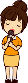 カラオケをする人のイラスト/バラードを歌う