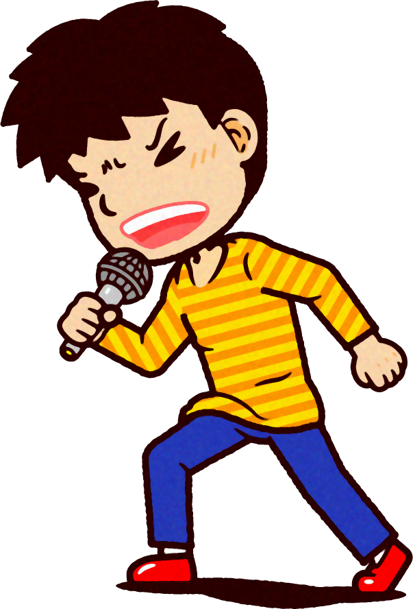 カラオケをする人のイラスト/熱唱する