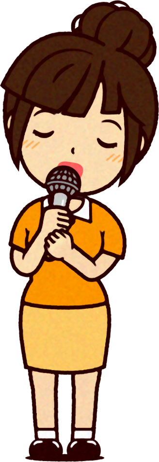 カラオケをする人のイラスト/バラードを歌う